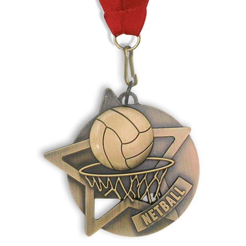 Medal Gold Netball Medal On Ribbon