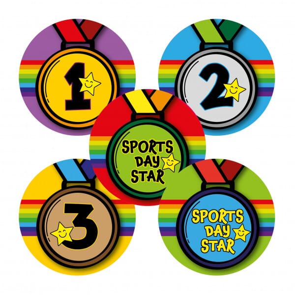 Sticker: 1st, 2nd, 3rd Sports Day Star Variety Pack
