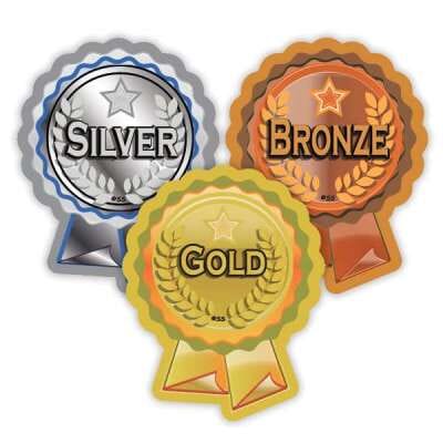 Adesivi Medaglie 1° 2° 3° Per Bambini - Rosette Premier Vincitore, 60 Pezzi Da 35x45mm Per Giochi E Giornata Dello Sport