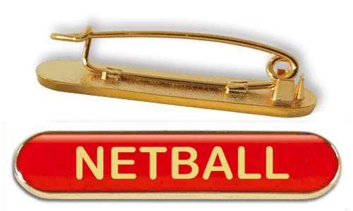 Badge: Red Netball Bar - Enamel