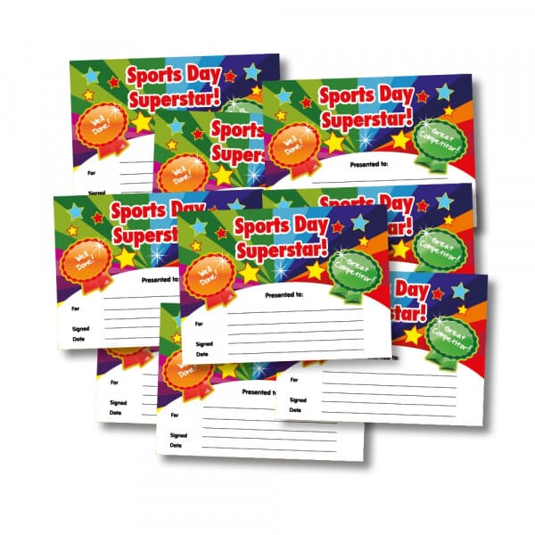 Sports Day Superstar Certificate Bulk Pack – School Sports Certificates for Pupils