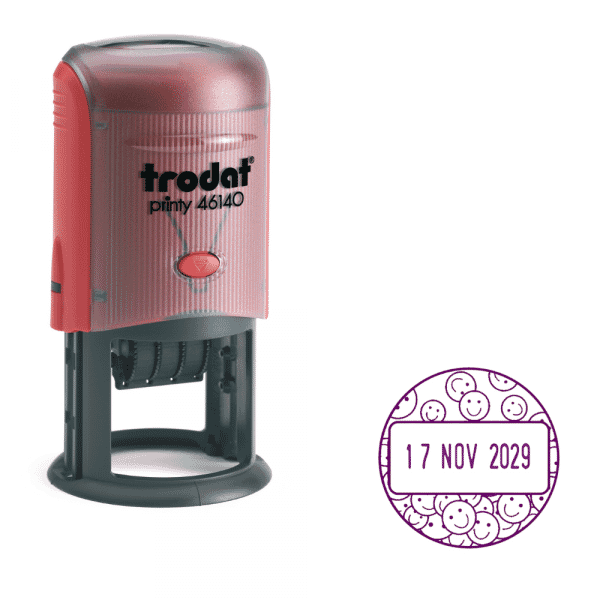 Dater Stamp: Smiley Faces 1 - Purple Ink