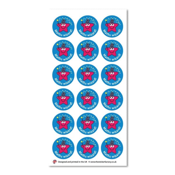 Maths Wizard Stickers - 28mm - 54 stickers per pack