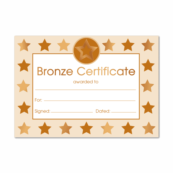 Certificate: Bronze Foil Star