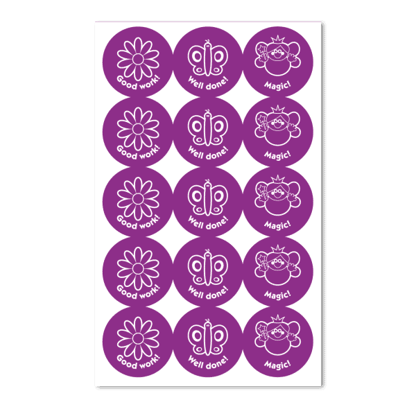 Budget Violet Flower and Butterfly Stickers - 10