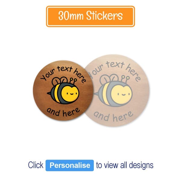 Personalised Bronze Stickers (30mm, 48 Pack)