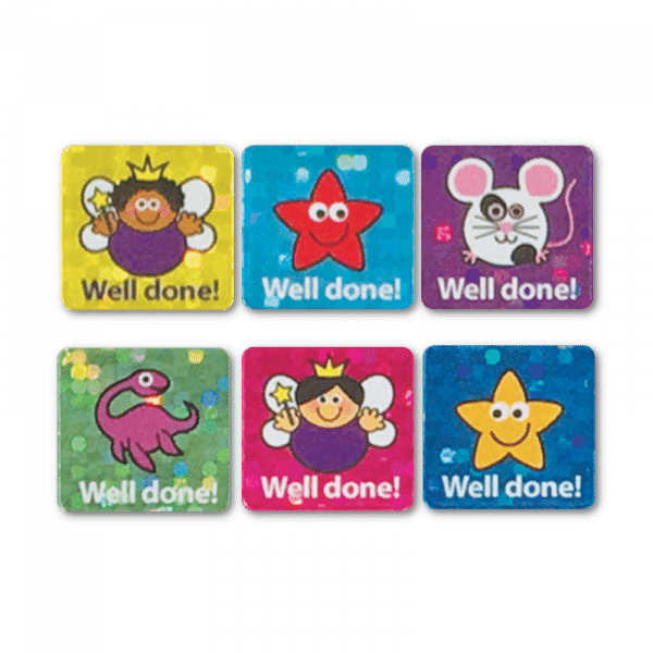 Sparkly Mini Square Well Done Stickers - 12mm