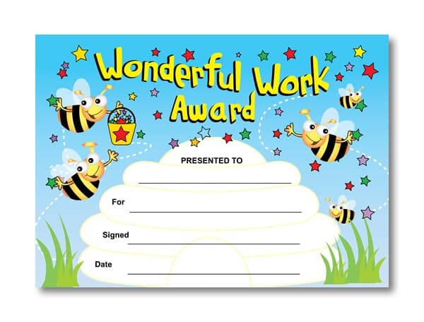 Certificate: Wonderful Work Award - Bees
