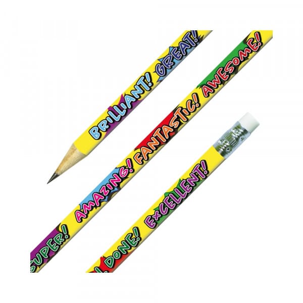 Colourful Praise School Pencils – Pack of 12 | Classroom Rewards