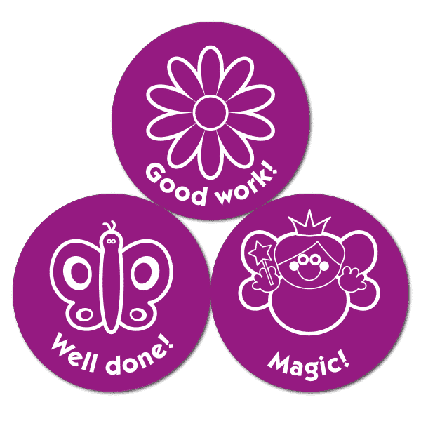 Stickers - Violet Flowers And Butterflies (38mm) - 10 Sheet Pack