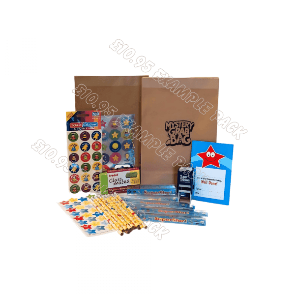 Mystery Bag Example -  teacher mystery bag, classroom rewards, school stationery, UK teachers, teaching assistants, SEN staff, homeschool resources, pupil gifts, teacher gifts, education supplies, surprise bag