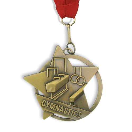 Medal: Gold Gymnastics Medal On Ribbon
