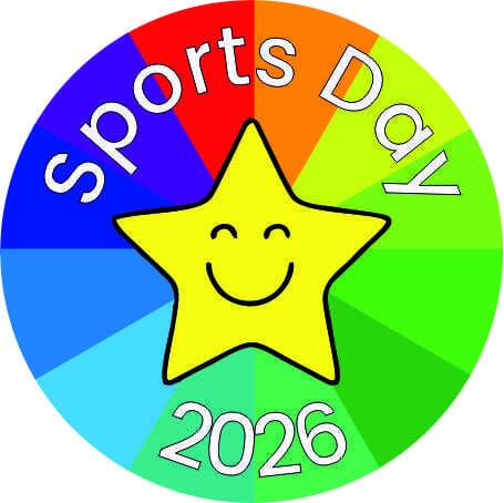 Sports Day Smiley Star Badge – School Reward Pin for Pupils (38mm)
