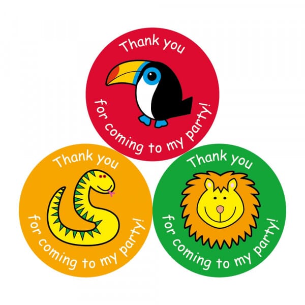 Thank You For Coming To My Party Stickers - Jungle - 38mm