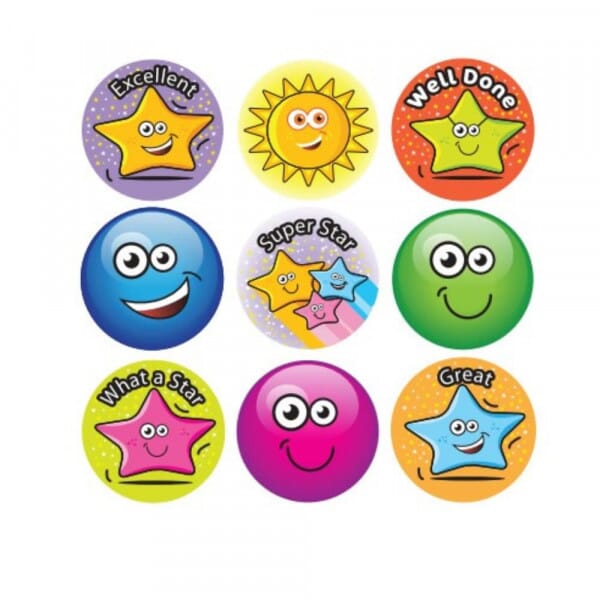 Sticker: Bumper Pack - 3D Stars &amp; Smiles