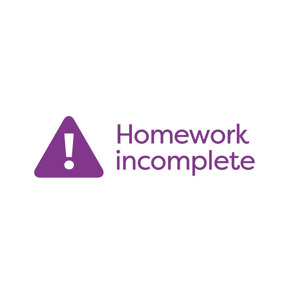 Purple Homework Incomplete stamp