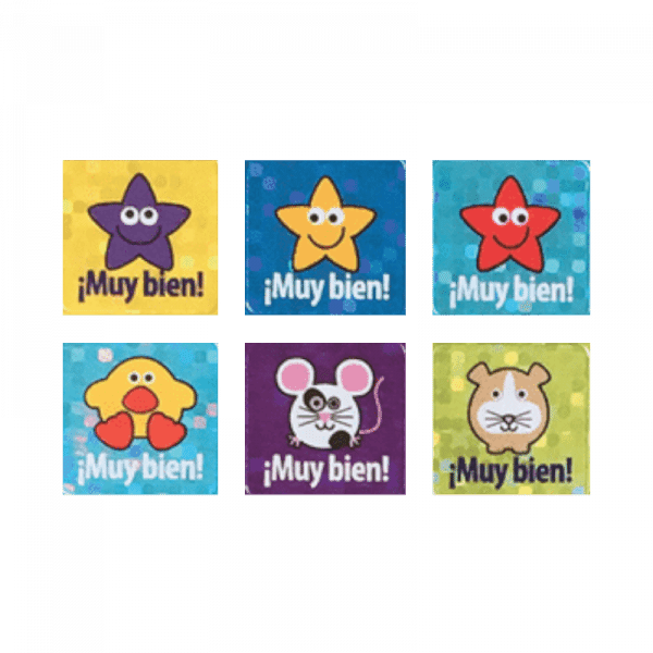 Sparkly Mini Square Spanish Well Done Stickers - 12mm