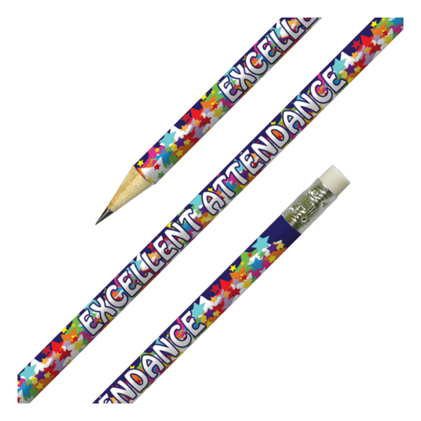 Excellent Attendance School Pencils – Pack of 12 | Rewards & Incentives