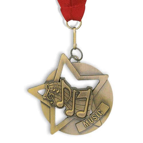 Medal: Gold Music Medal On Ribbon