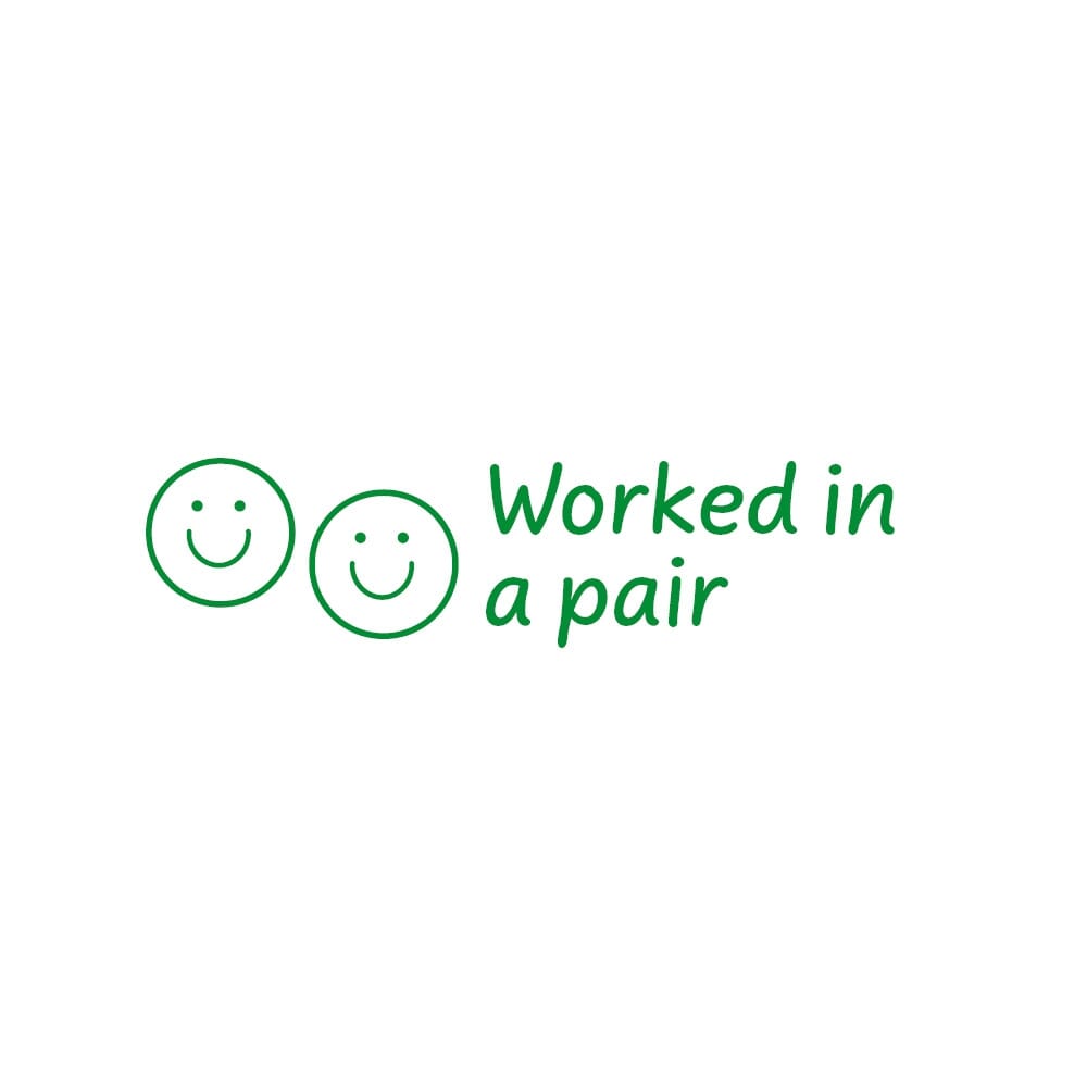Green Worked in a Pair stamp - 38mm x 15mm