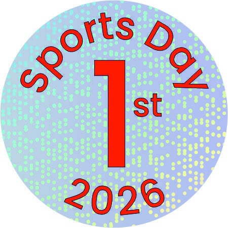 Sports Day Sparkling Gold Badge – 1st Place School Pin Award (38mm)