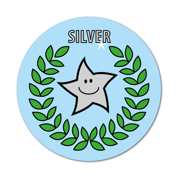 Silver Primary Sports Stickers (38mm)