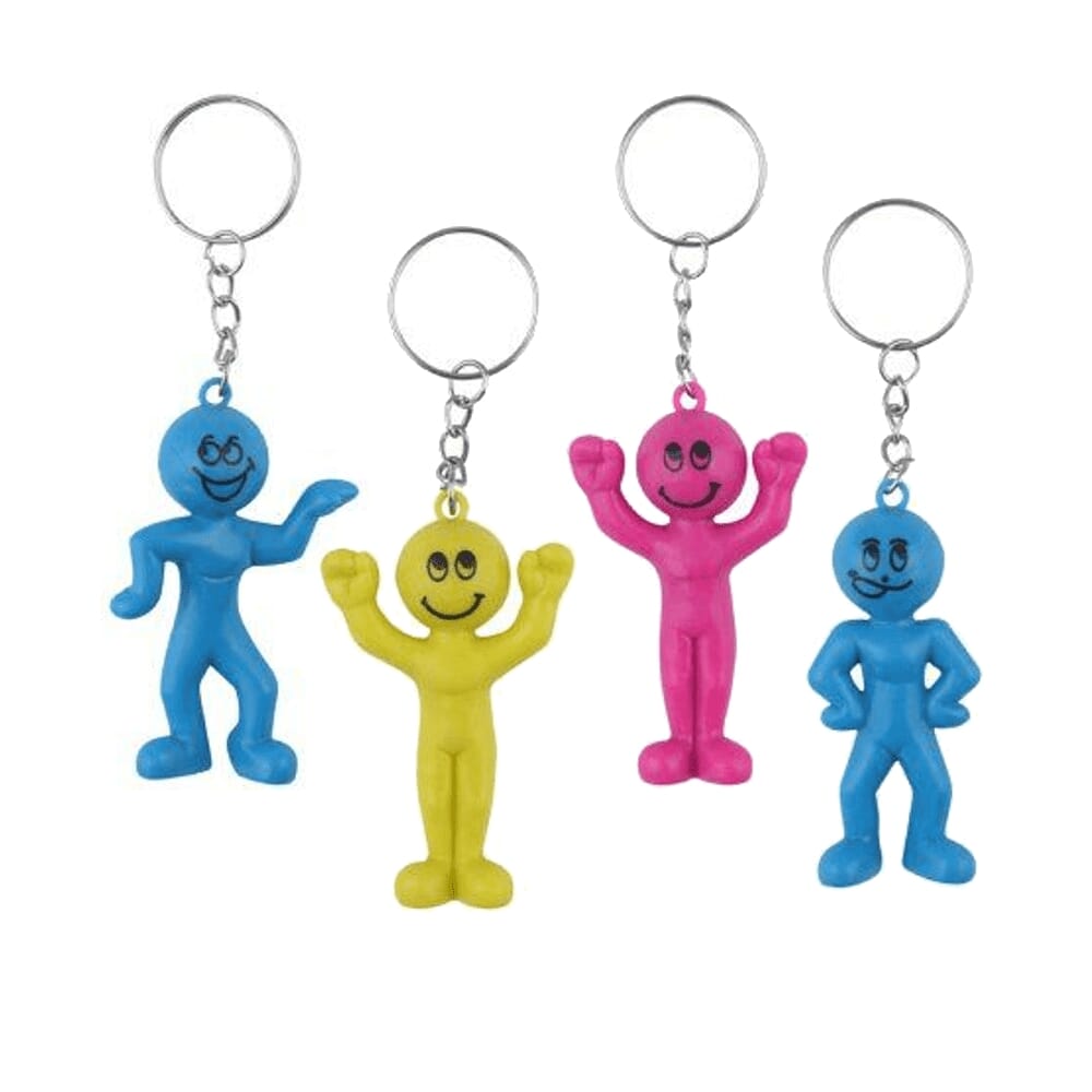 Happy men Keyrings Pack - 4 Colours | SuperStickers
