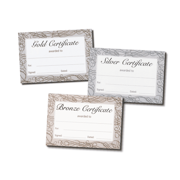 Certificate: Foiled Gold, Silver and Bronze Quick Pack