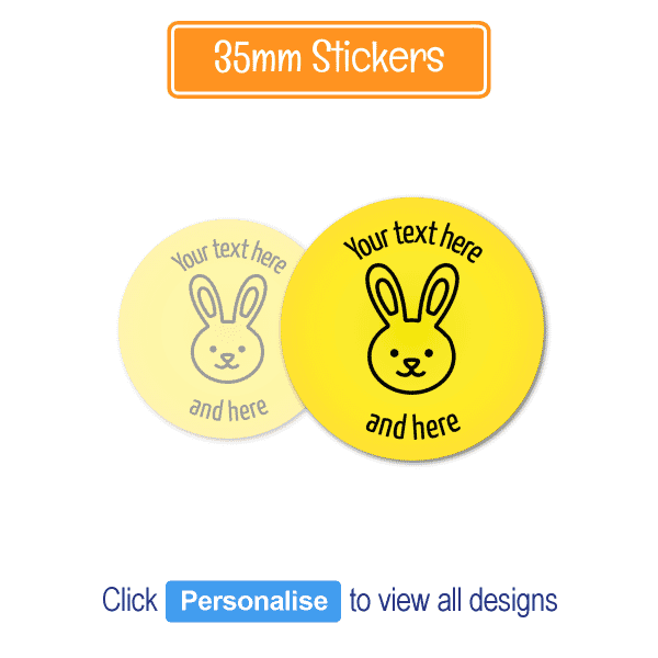 Personalised Sticker: Single Sort - Neon Yellow 35mm