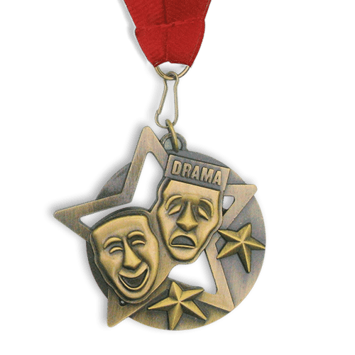 Medal: Gold Drama Medal On Ribbon