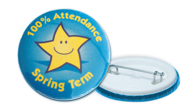 100% Attendance Spring Term Badges - 38mm
