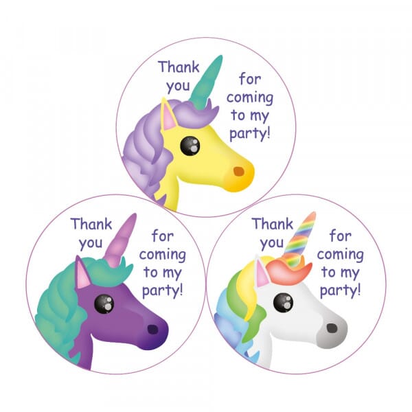 Thank You For Coming To My Party Stickers - Unicorns - 38mm