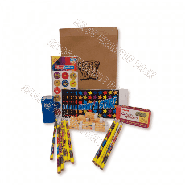 Mystery Bag Example -  teacher mystery bag, classroom rewards, school stationery, UK teachers, teaching assistants, SEN staff, homeschool resources, pupil gifts, teacher gifts, education supplies, surprise bag