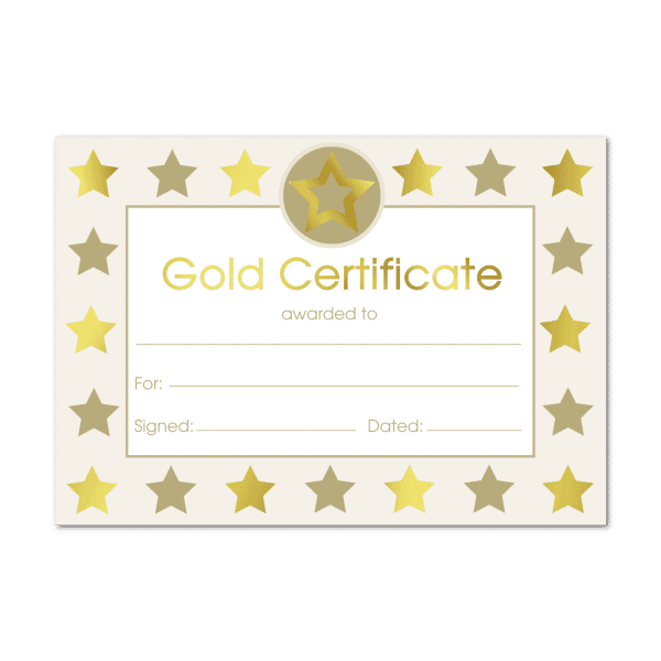 Certificate: Gold Foil Star