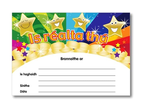 Certificate: Is Réalta Thú! Irish