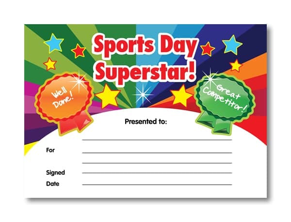 Certificate: Sports Day Superstar