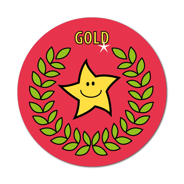 Gold Primary Sports Stickers (38mm)