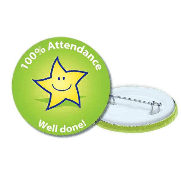 100% Attendance Badges - 38mm