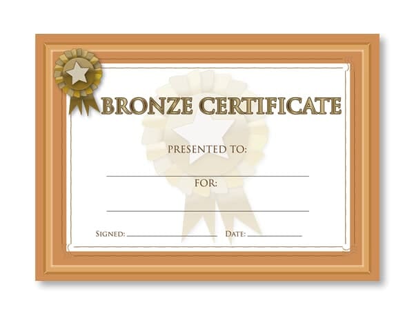 Certificate: Traditional Bronze