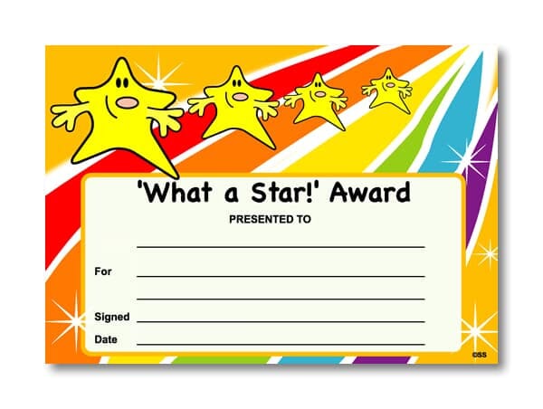 Certificate: What a Star!&#039; Award