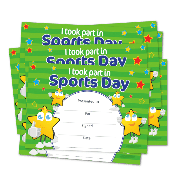 Certificate: I Took Part In Sports Day Bulk Pack